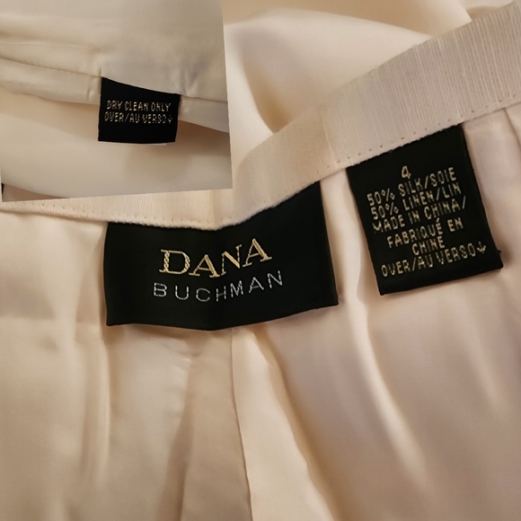 Dana Buchman. Vintage, Cream Silk & Linen Blend pants. Size: 4 - Picture 3 of 11